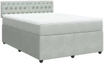 vidaXL Κρεβάτι Boxspring με Στρώμα Ανοιχτό Γκρι 160x200 εκ. Βελούδινο