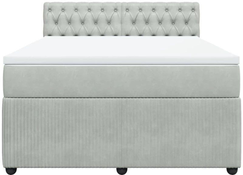 vidaXL Κρεβάτι Boxspring με Στρώμα Ανοιχτό Γκρι 160x200 εκ. Βελούδινο