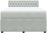vidaXL Κρεβάτι Boxspring με Στρώμα Ανοιχτό Γκρι 160x200 εκ. Βελούδινο