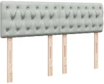 vidaXL Κρεβάτι Boxspring με Στρώμα Ανοιχτό Γκρι 160x200 εκ. Βελούδινο
