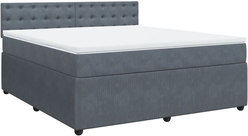 vidaXL Κρεβάτι Boxspring με Στρώμα Σκούρο Γκρι 180x200 εκ. Βελούδινο