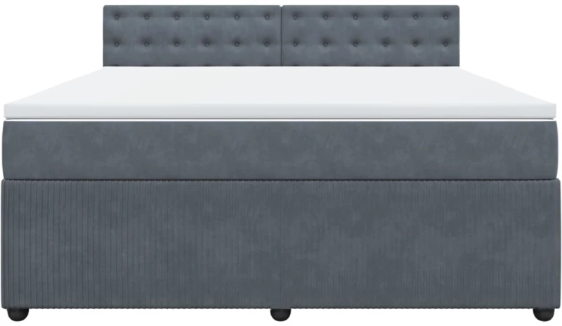 vidaXL Κρεβάτι Boxspring με Στρώμα Σκούρο Γκρι 180x200 εκ. Βελούδινο