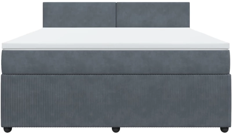 vidaXL Κρεβάτι Boxspring με Στρώμα Σκούρο Γκρι 180x200 εκ. Βελούδινο