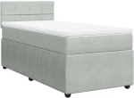 vidaXL Κρεβάτι Boxspring με Στρώμα Ανοιχτό Γκρι 100x200 εκ. Βελούδινο