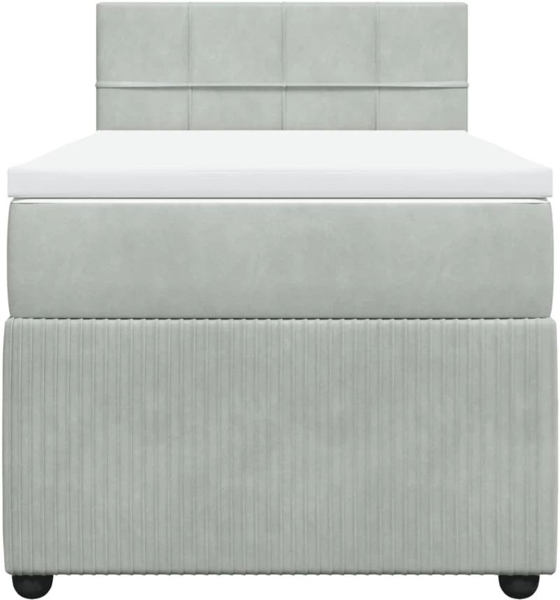 vidaXL Κρεβάτι Boxspring με Στρώμα Ανοιχτό Γκρι 100x200 εκ. Βελούδινο
