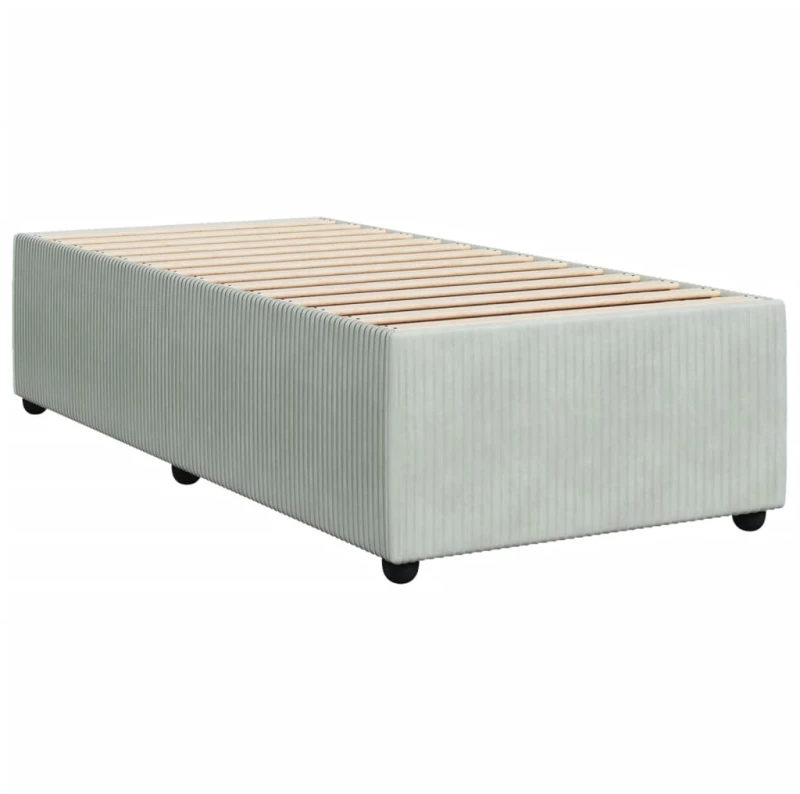vidaXL Κρεβάτι Boxspring με Στρώμα Ανοιχτό Γκρι 100x200 εκ. Βελούδινο