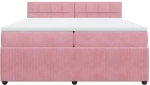 vidaXL Κρεβάτι Boxspring με Στρώμα Ροζ 200x200 εκ. Βελούδινο