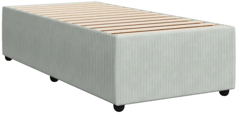 vidaXL Κρεβάτι Boxspring με Στρώμα Ανοιχτό Γκρι 90x200 εκ. Βελούδινο