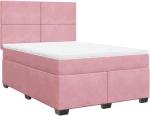 vidaXL Κρεβάτι Boxspring με Στρώμα Ροζ 160x200 εκ. Βελούδινο