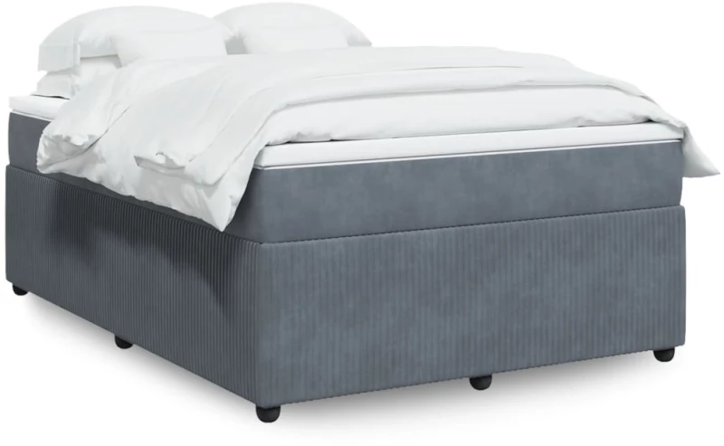 vidaXL Κρεβάτι Boxspring με Στρώμα Σκούρο Γκρι 140x200 εκ. Βελούδινο