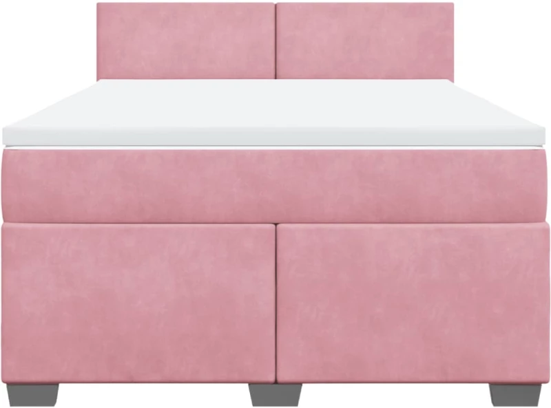 vidaXL Κρεβάτι Boxspring με Στρώμα Ροζ 160x200 εκ. Βελούδινο