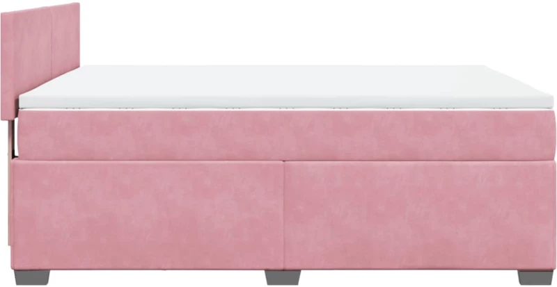 vidaXL Κρεβάτι Boxspring με Στρώμα Ροζ 160x200 εκ. Βελούδινο