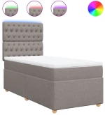 vidaXL Κρεβάτι Boxspring με Στρώμα Taupe 100 x 200 εκ. Υφασμάτινο