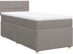 vidaXL Κρεβάτι Boxspring με Στρώμα Taupe 100 x 200 εκ. Υφασμάτινο