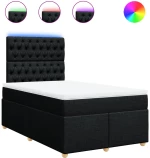 vidaXL Κρεβάτι Boxspring με Στρώμα Μαύρο 120x200 εκ. Υφασμάτινο