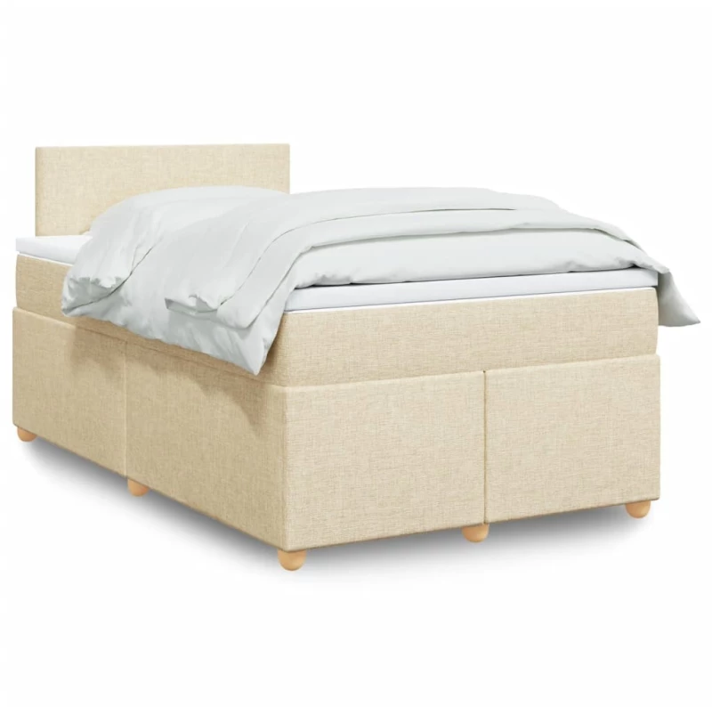 vidaXL Κρεβάτι Boxspring με Στρώμα Κρεμ 120x200 εκ. Υφασμάτινο
