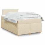 vidaXL Κρεβάτι Boxspring με Στρώμα Κρεμ 120x200 εκ. Υφασμάτινο