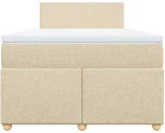 vidaXL Κρεβάτι Boxspring με Στρώμα Κρεμ 120x200 εκ. Υφασμάτινο