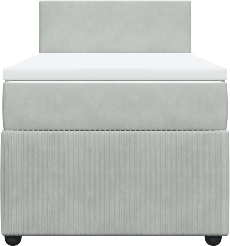 vidaXL Κρεβάτι Boxspring με Στρώμα Ανοιχτό Γκρι 90x190 εκ. Βελούδινο