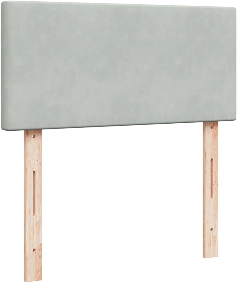 vidaXL Κρεβάτι Boxspring με Στρώμα Ανοιχτό Γκρι 90x190 εκ. Βελούδινο