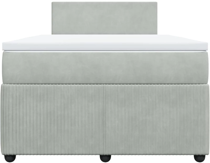 vidaXL Κρεβάτι Boxspring με Στρώμα Ανοιχτό Γκρι 120x200 εκ. Βελούδινο