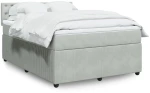 vidaXL Κρεβάτι Boxspring με Στρώμα Ανοιχτό Γκρι 140x190 εκ. Βελούδινο