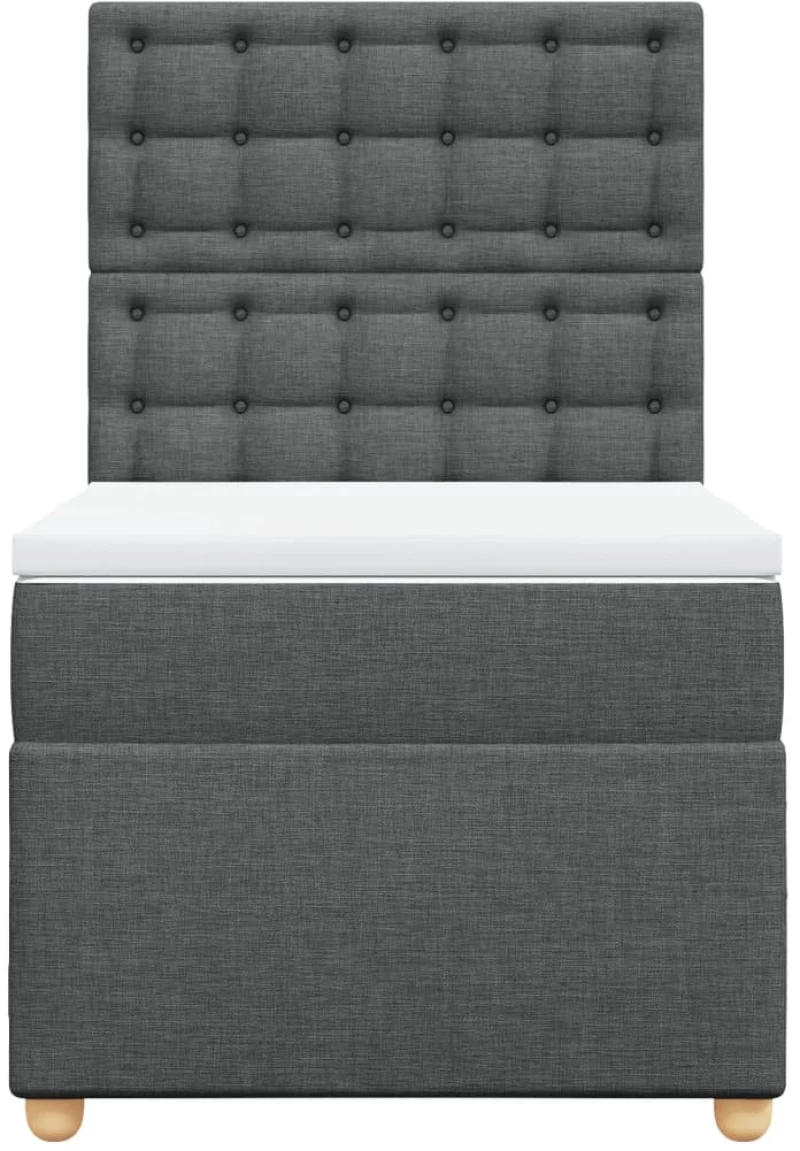 vidaXL Κρεβάτι Boxspring με Στρώμα Σκούρο Γκρι 100x200 εκ. Υφασμάτινο