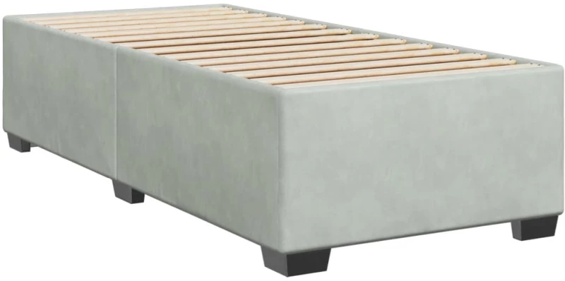 vidaXL Κρεβάτι Boxspring με Στρώμα Ανοιχτό Γκρι 90x200 εκ. Βελούδινο