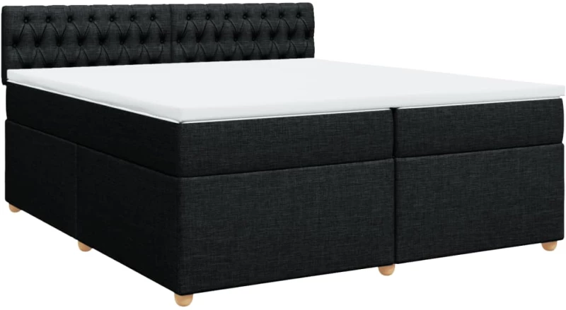 vidaXL Κρεβάτι Boxspring με Στρώμα Μαύρο 200x200 εκ. Υφασμάτινο