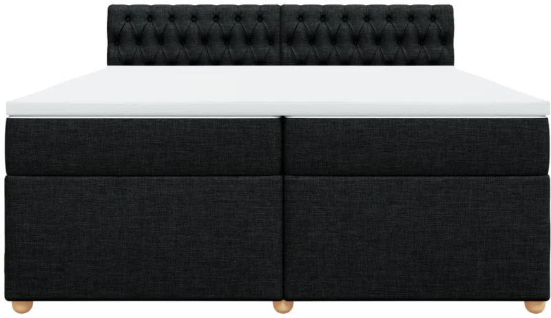 vidaXL Κρεβάτι Boxspring με Στρώμα Μαύρο 200x200 εκ. Υφασμάτινο