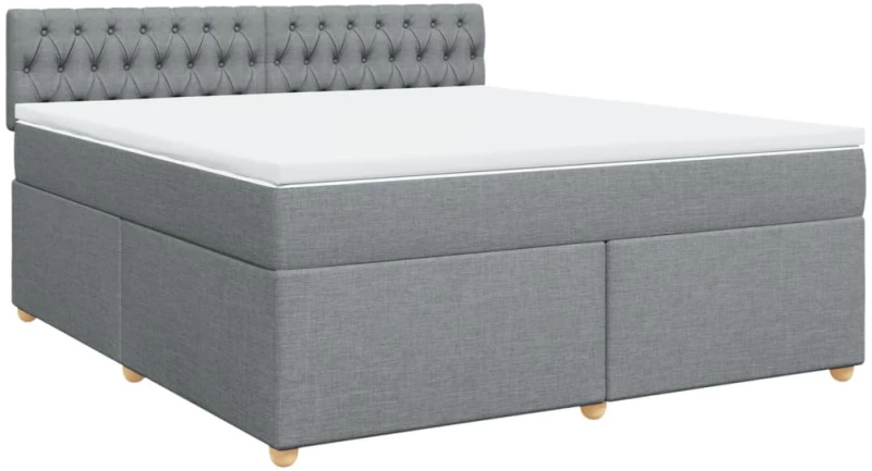 vidaXL Κρεβάτι Boxspring με Στρώμα Ανοιχτό Γκρι 180x200 εκ. Υφασμάτινο