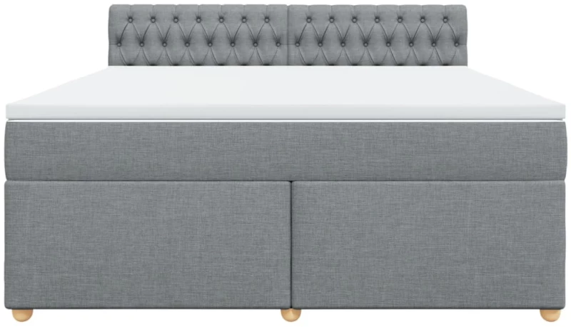 vidaXL Κρεβάτι Boxspring με Στρώμα Ανοιχτό Γκρι 180x200 εκ. Υφασμάτινο