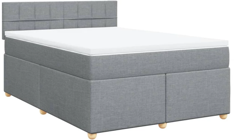 vidaXL Κρεβάτι Boxspring με Στρώμα Ανοιχτό Γκρι 140x190 εκ. Υφασμάτινο