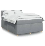 vidaXL Κρεβάτι Boxspring με Στρώμα Ανοιχτό Γκρι 140x200 εκ. Υφασμάτινο