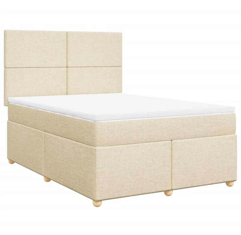 vidaXL Κρεβάτι Boxspring με Στρώμα Κρεμ 140x200 εκ. Υφασμάτινο