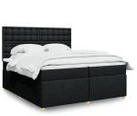 vidaXL Κρεβάτι Boxspring με Στρώμα Μαύρο 200x200 εκ. Υφασμάτινο