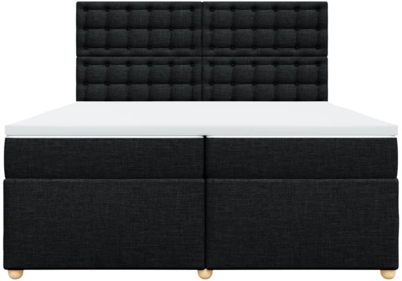vidaXL Κρεβάτι Boxspring με Στρώμα Μαύρο 200x200 εκ. Υφασμάτινο