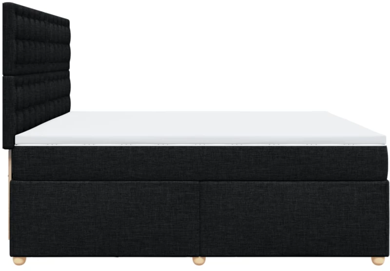vidaXL Κρεβάτι Boxspring με Στρώμα Μαύρο 200x200 εκ. Υφασμάτινο