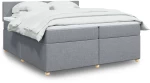 vidaXL Κρεβάτι Boxspring με Στρώμα Ανοιχτό Γκρι 200x200 εκ. Υφασμάτινο