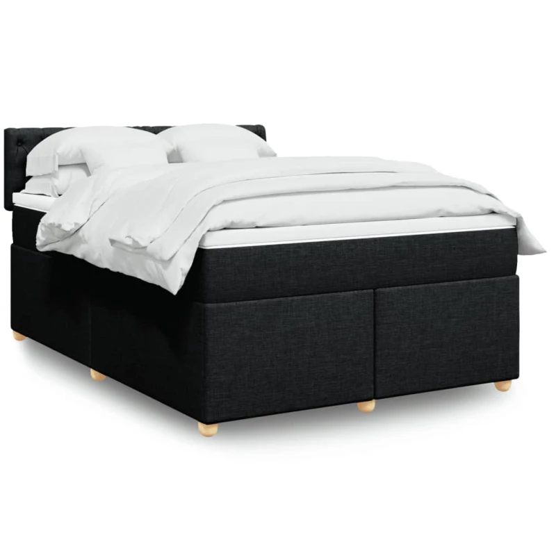 vidaXL Κρεβάτι Boxspring με Στρώμα Μαύρο 160x200 εκ. Υφασμάτινο