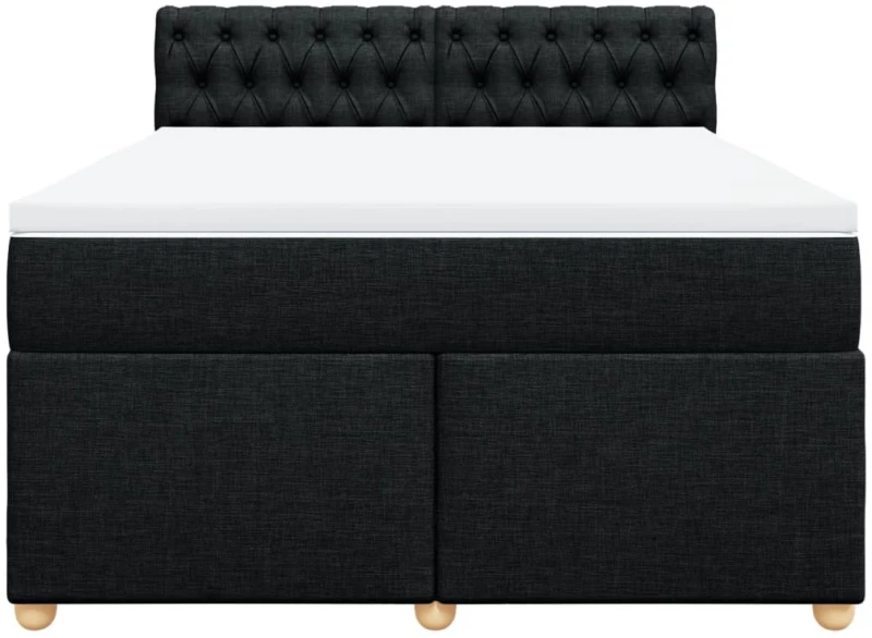 vidaXL Κρεβάτι Boxspring με Στρώμα Μαύρο 160x200 εκ. Υφασμάτινο