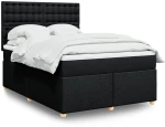 vidaXL Κρεβάτι Boxspring με Στρώμα Μαύρο 140x200 εκ. Υφασμάτινο