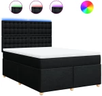 vidaXL Κρεβάτι Boxspring με Στρώμα Μαύρο 140x200 εκ. Υφασμάτινο