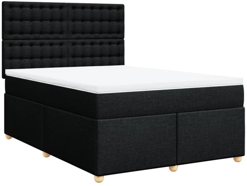 vidaXL Κρεβάτι Boxspring με Στρώμα Μαύρο 140x200 εκ. Υφασμάτινο