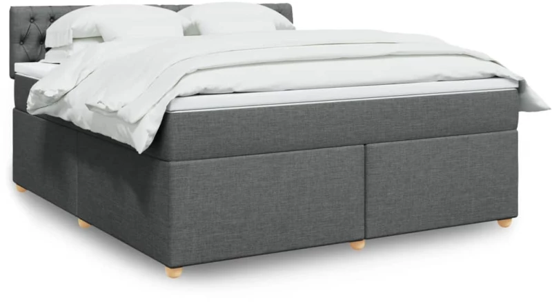 vidaXL Κρεβάτι Boxspring με Στρώμα Σκούρο Γκρι 180x200 εκ Υφασμάτιν