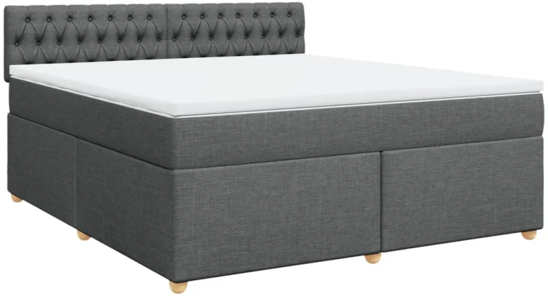 vidaXL Κρεβάτι Boxspring με Στρώμα Σκούρο Γκρι 180x200 εκ Υφασμάτιν