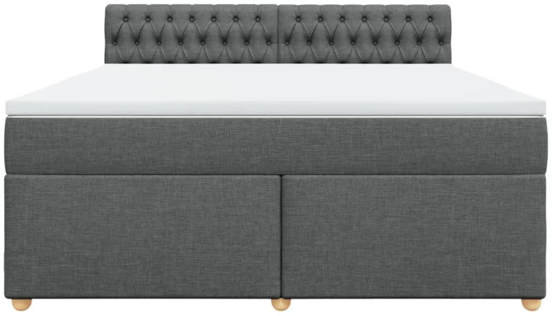 vidaXL Κρεβάτι Boxspring με Στρώμα Σκούρο Γκρι 180x200 εκ Υφασμάτιν