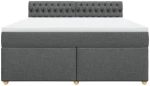 vidaXL Κρεβάτι Boxspring με Στρώμα Σκούρο Γκρι 180x200 εκ Υφασμάτιν