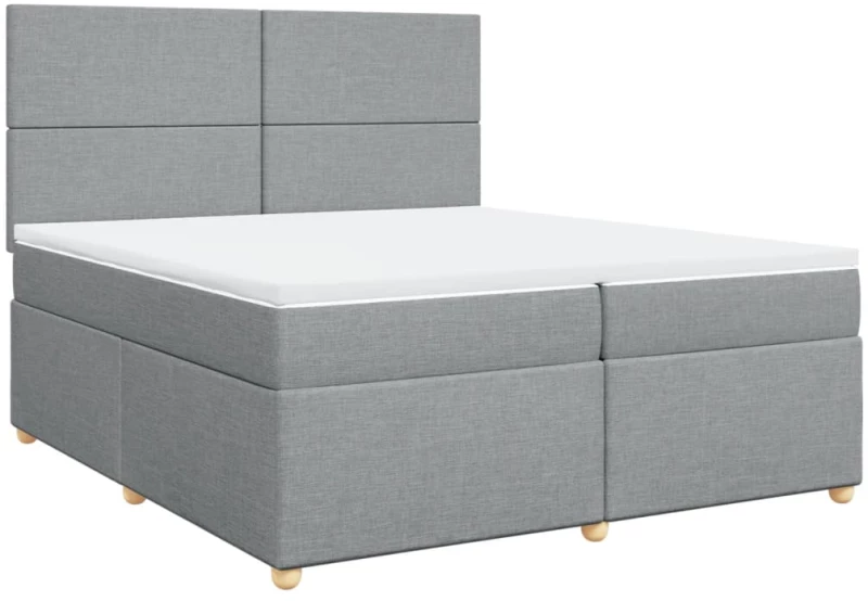 vidaXL Κρεβάτι Boxspring με Στρώμα Ανοιχτό Γκρι 200x200 εκ. Υφασμάτινο