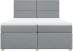 vidaXL Κρεβάτι Boxspring με Στρώμα Ανοιχτό Γκρι 200x200 εκ. Υφασμάτινο